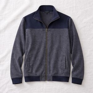 Banana Republic Men’s Zip Sweater Jacket Gray Navy Size L Business Casual